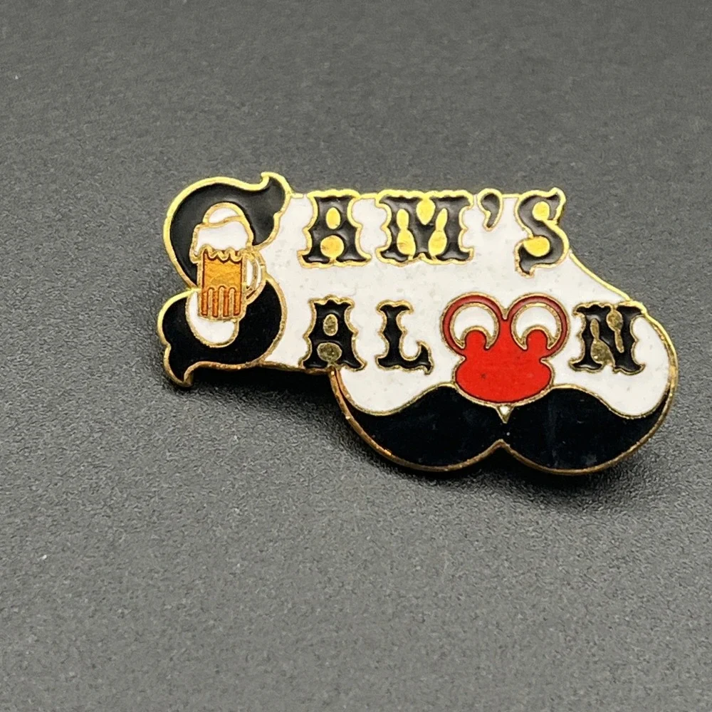 Vintage‎ Sam's Saloon Mustache Beer Lapel Hat Pin